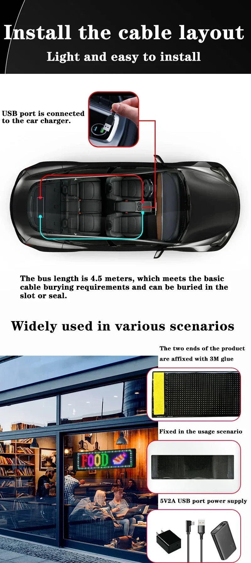 RGB Truck Eye Led Display Car Sign Animation Led Matrix Panel Bluetooth App Control Programmable Flexible Screen Led Car Light