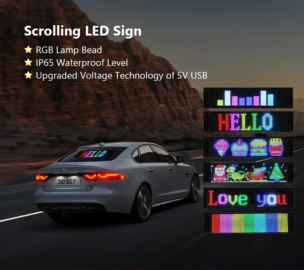 RGB Truck Eye Led Display Car Sign Animation Led Matrix Panel Bluetooth App Control Programmable Flexible Screen Led Car Light
