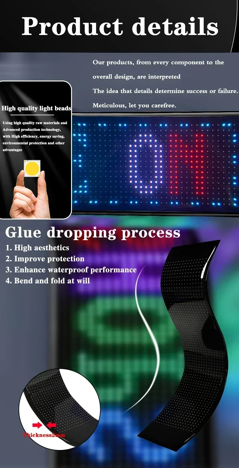 RGB Truck Eye Led Display Car Sign Animation Led Matrix Panel Bluetooth App Control Programmable Flexible Screen Led Car Light