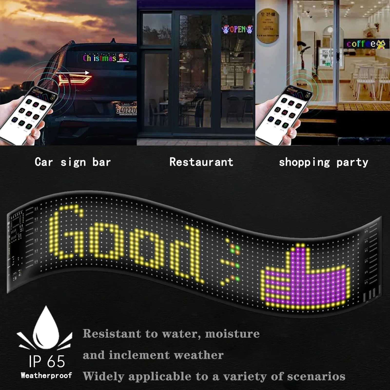 RGB Truck Eye Led Display Car Sign Animation Led Matrix Panel Bluetooth App Control Programmable Flexible Screen Led Car Light