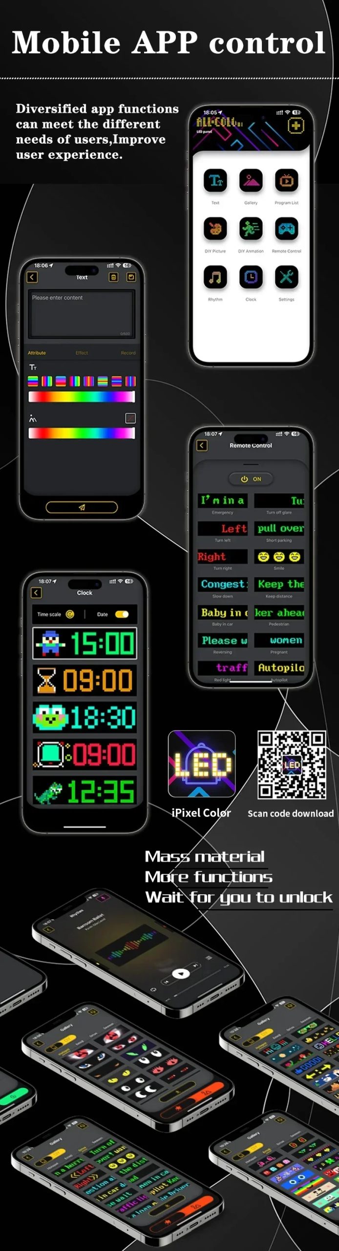 RGB Truck Eye Led Display Car Sign Animation Led Matrix Panel Bluetooth App Control Programmable Flexible Screen Led Car Light