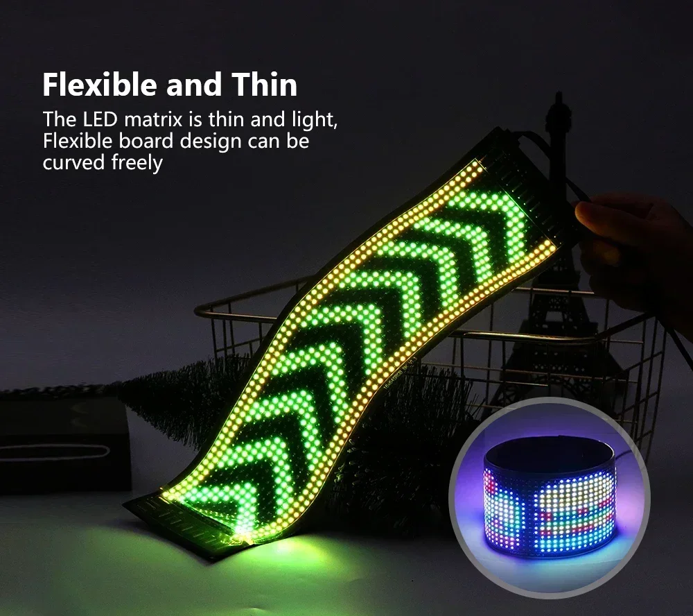 RGB Truck Eye Led Display Car Sign Animation Led Matrix Panel Bluetooth App Control Programmable Flexible Screen Led Car Light