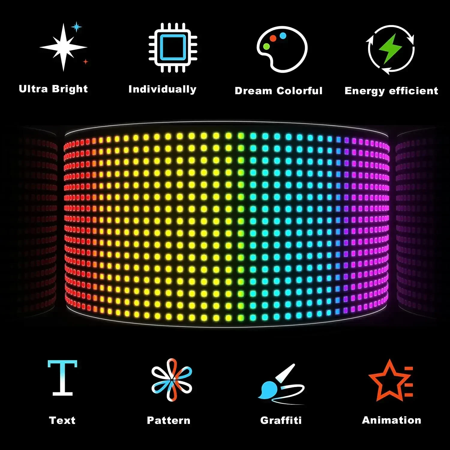RGB Truck Eye Led Display Car Sign Animation Led Matrix Panel Bluetooth App Control Programmable Flexible Screen Led Car Light
